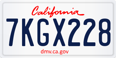 CA license plate 7KGX228