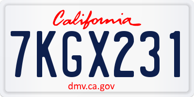 CA license plate 7KGX231