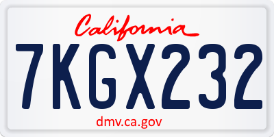 CA license plate 7KGX232