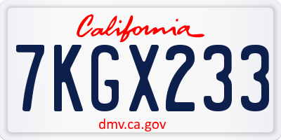 CA license plate 7KGX233