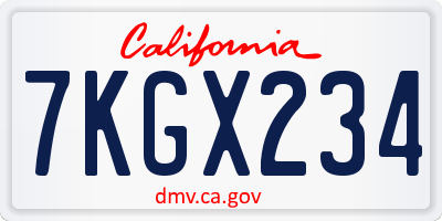 CA license plate 7KGX234