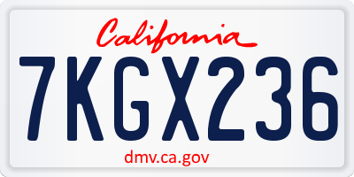 CA license plate 7KGX236
