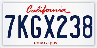 CA license plate 7KGX238