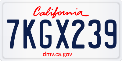 CA license plate 7KGX239