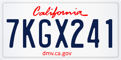 CA license plate 7KGX241