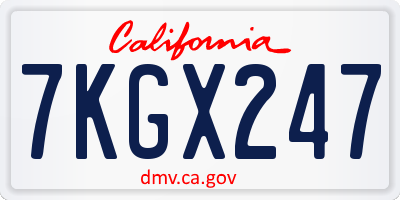 CA license plate 7KGX247