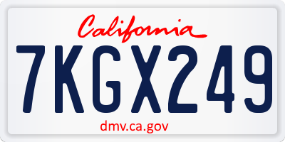 CA license plate 7KGX249