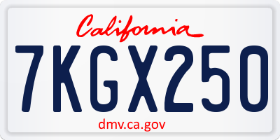 CA license plate 7KGX250