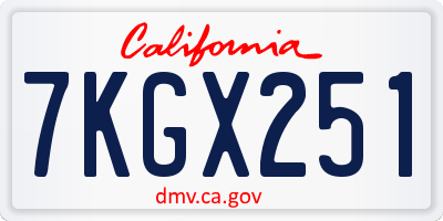 CA license plate 7KGX251