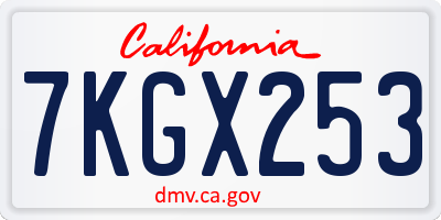 CA license plate 7KGX253