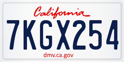 CA license plate 7KGX254