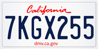 CA license plate 7KGX255