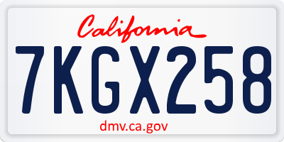 CA license plate 7KGX258