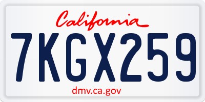 CA license plate 7KGX259