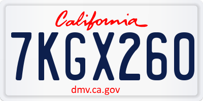 CA license plate 7KGX260