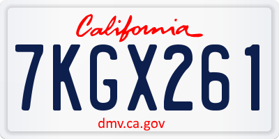 CA license plate 7KGX261