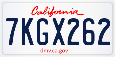 CA license plate 7KGX262