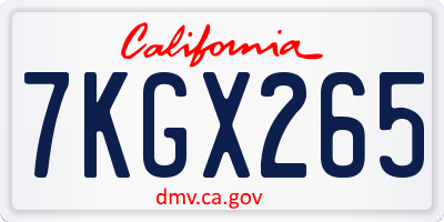 CA license plate 7KGX265