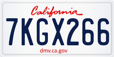 CA license plate 7KGX266