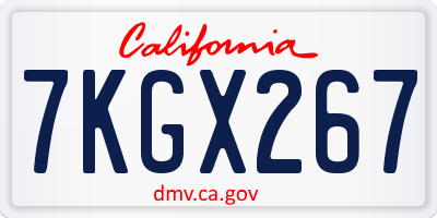 CA license plate 7KGX267