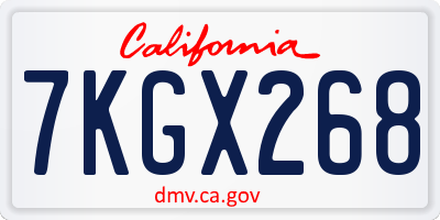 CA license plate 7KGX268
