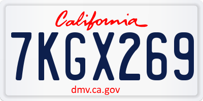 CA license plate 7KGX269