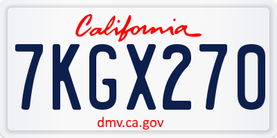 CA license plate 7KGX270