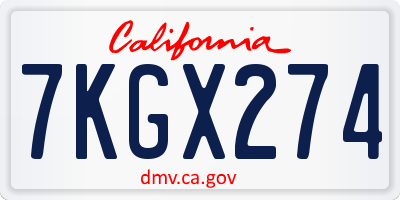 CA license plate 7KGX274