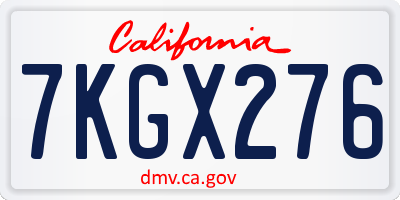 CA license plate 7KGX276
