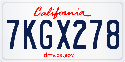 CA license plate 7KGX278