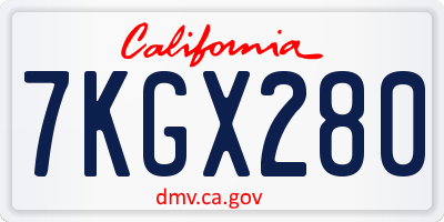 CA license plate 7KGX280