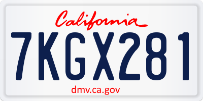 CA license plate 7KGX281