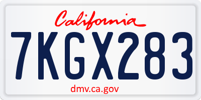 CA license plate 7KGX283