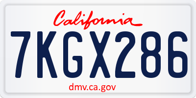 CA license plate 7KGX286