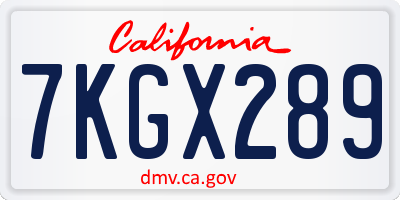 CA license plate 7KGX289