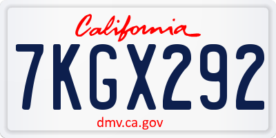 CA license plate 7KGX292