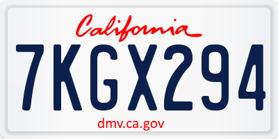 CA license plate 7KGX294