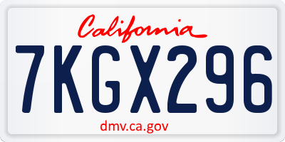 CA license plate 7KGX296