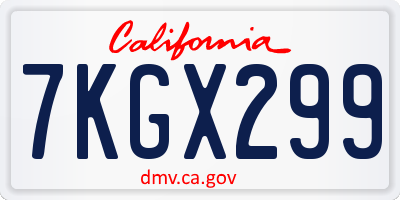 CA license plate 7KGX299