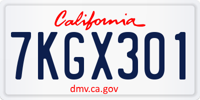 CA license plate 7KGX301