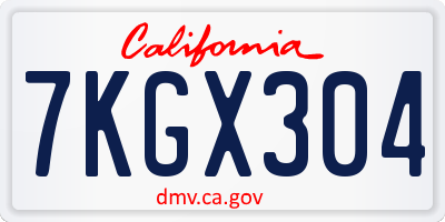 CA license plate 7KGX304