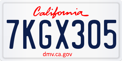 CA license plate 7KGX305