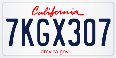 CA license plate 7KGX307