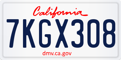 CA license plate 7KGX308