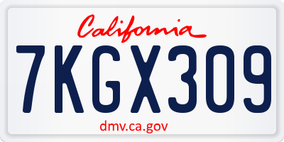 CA license plate 7KGX309