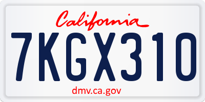 CA license plate 7KGX310