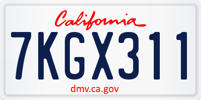 CA license plate 7KGX311