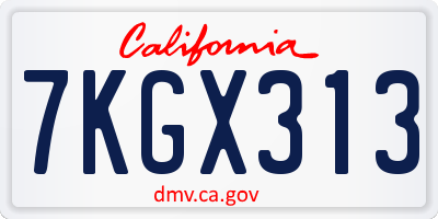 CA license plate 7KGX313