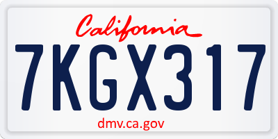 CA license plate 7KGX317