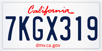 CA license plate 7KGX319
